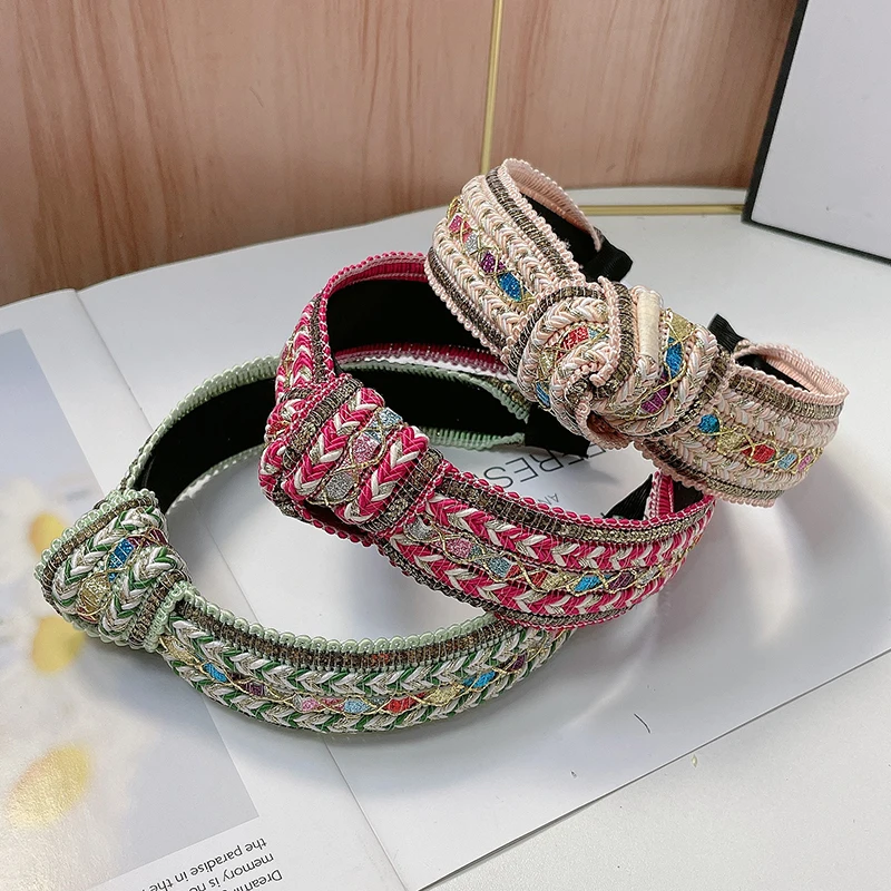 New Style Knotted Headband Knitting Hair Band Braided Headdress Retro Hair Accessories For Women