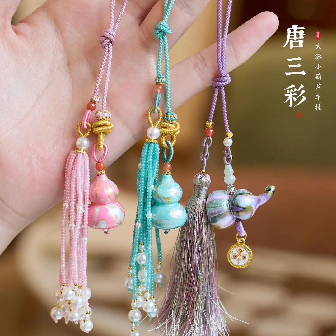 

Temple Prayer Big Lacquer Gourd Pendant Chinese Style Lacquer Ware Good Luck Gourd Backpack Bag Car Pendant Blessing Safe Gifts