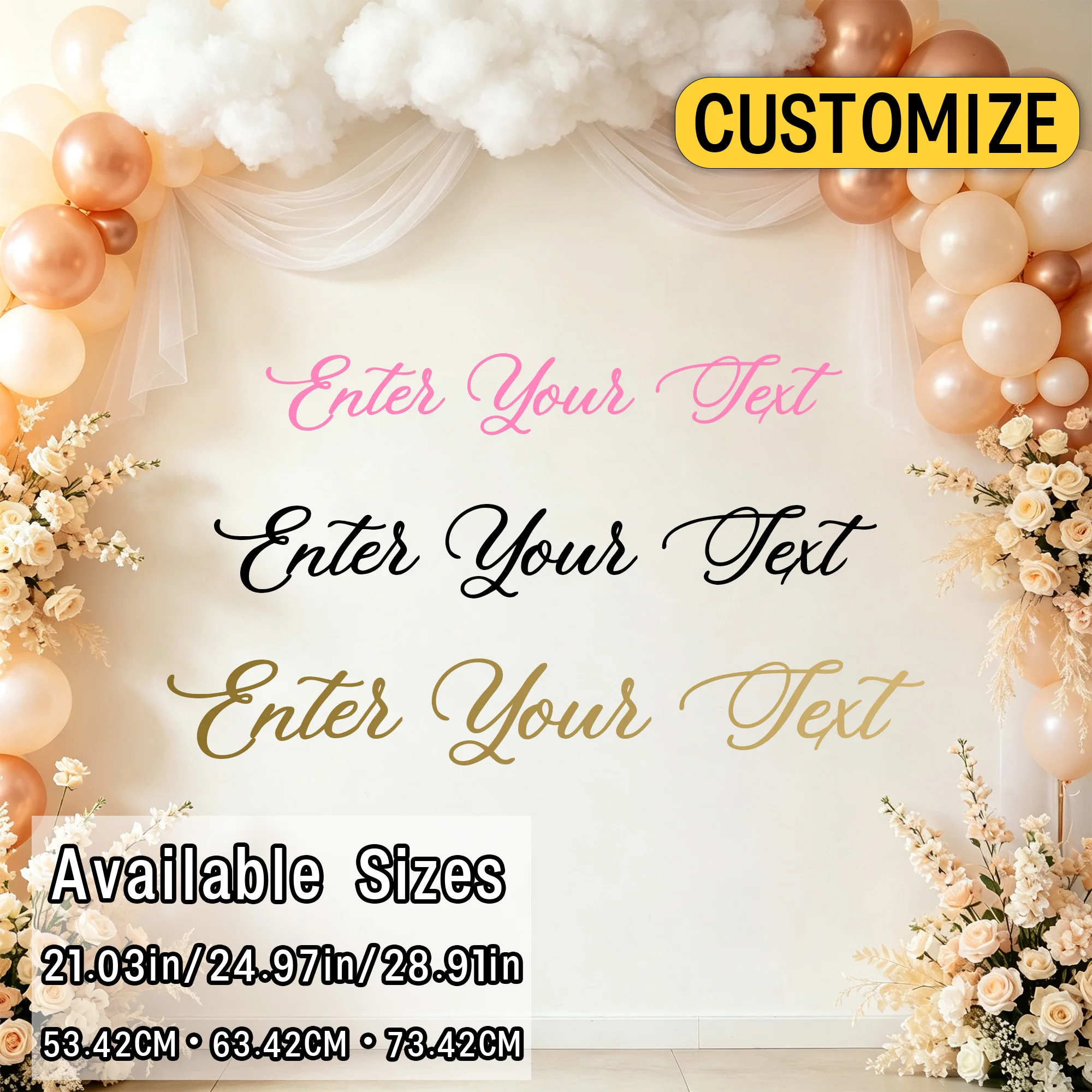 1PC Custom Wall Decal Personalized Text Vinyl Wall Sticker for Wedding Birthday Party Arch Background Home Decor