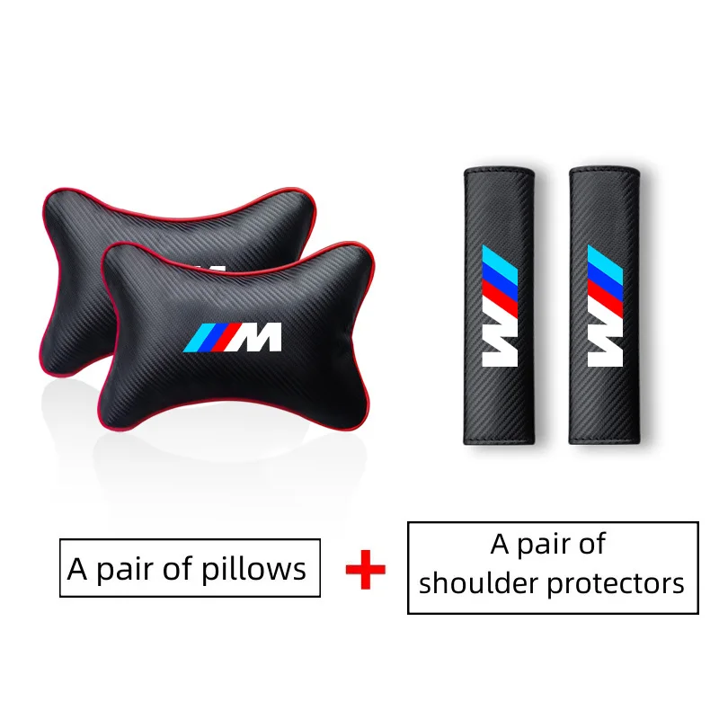 Car Headrest Pillow Seat Belt Shoulder Cushion Pads For BMW M Power Performance M3 M5 X1 X3 X5 X6 E46 E39 E36 E60 Accessories