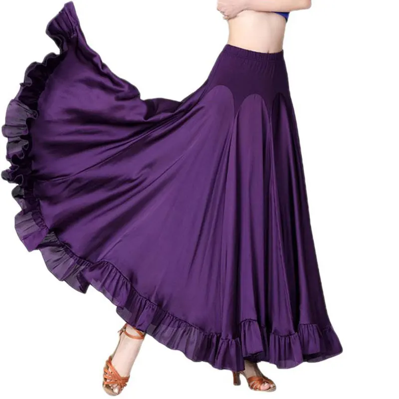 New Style Adult Modern Dance Long Skirt Standard Big Swing Dance Costume Spanish Flamenco Ballroom Skirt Waltz Dance Wear