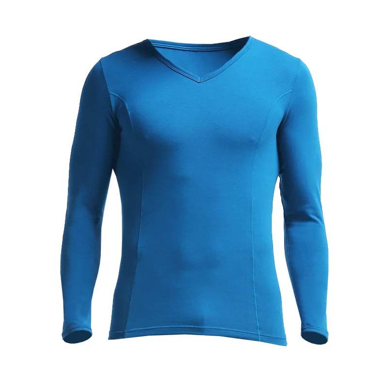 

Men's Thin Cotton V-Neck Slim-Fit Basic Underwear Single Piece Youth Autumn Warm Top Base Layer Shirt
