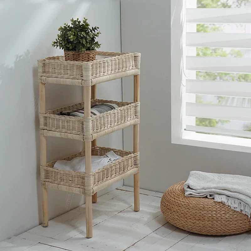 

Storage Rack Household Rattan Floor Storage Rack Bedroom Toy Finishing Multi-Layer Storage Rack