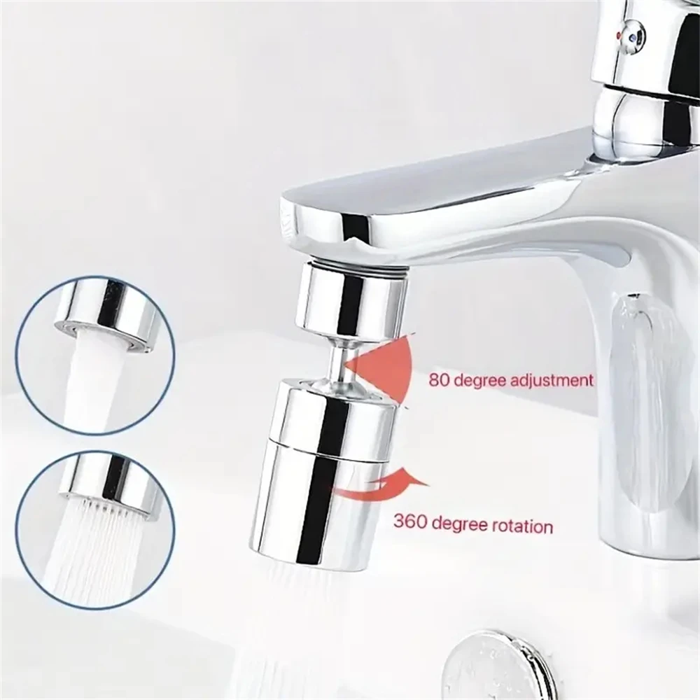 720° Rotary Kitchen Faucet Spray Head Filter Tap Washbasin Splash Proof Adapter 2 Modes Adjustable Kitchen Sink Faucet Aerator