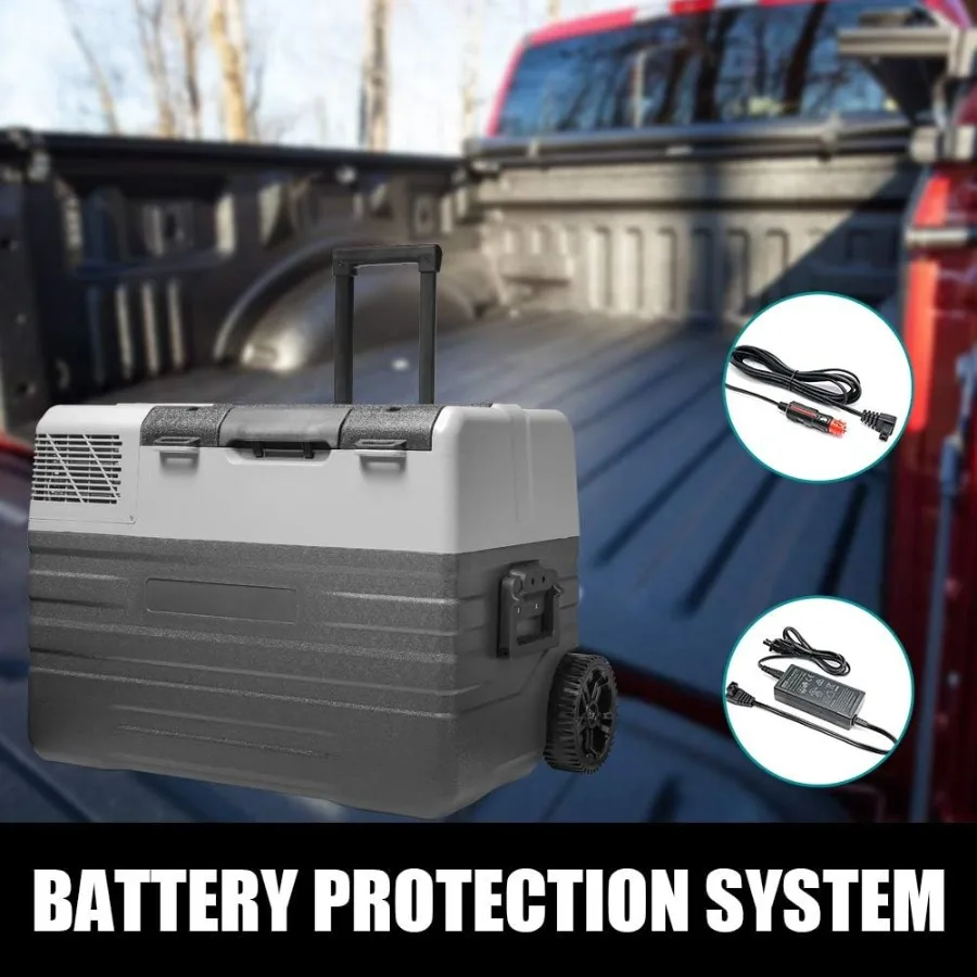 فريزر تبريد محمول مع نظام تبريد كهربائي بضاغط تيار متردد/تيار مستمر مجهز بعجلات عربة لسهولة التنقل مثالية لـ #5