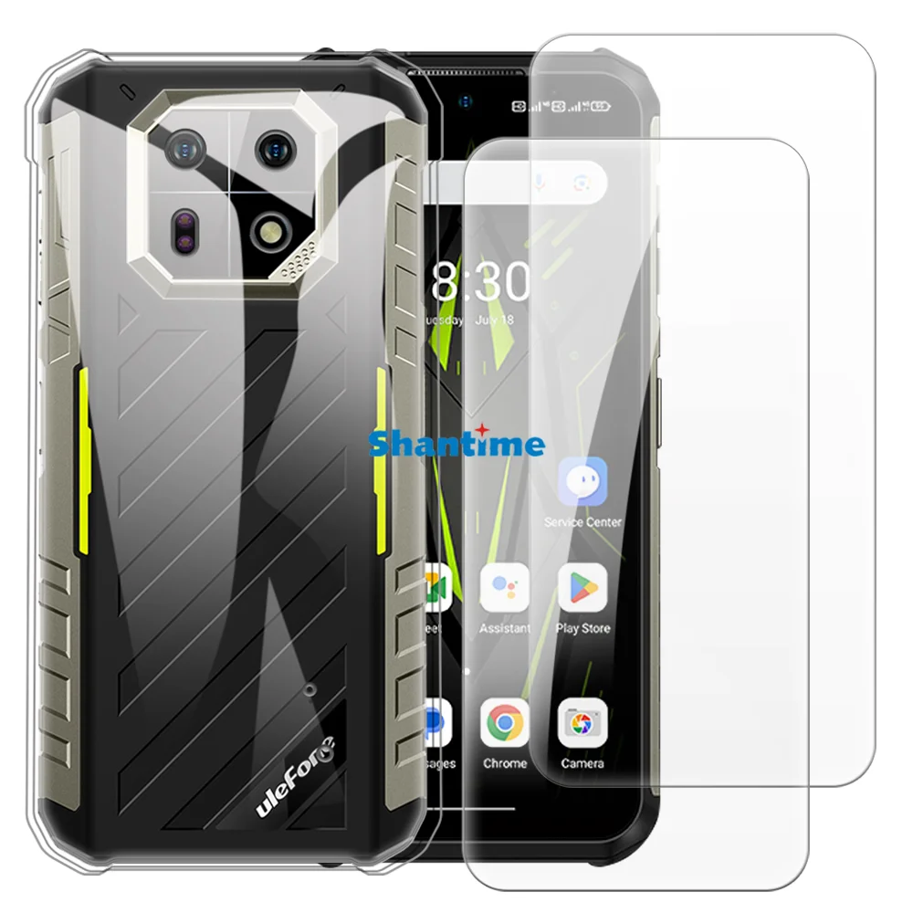 Soft Case + 2 Pack Tempered Glass Screen Protectors for Ulefone Armor 22 Full-Body Protection
