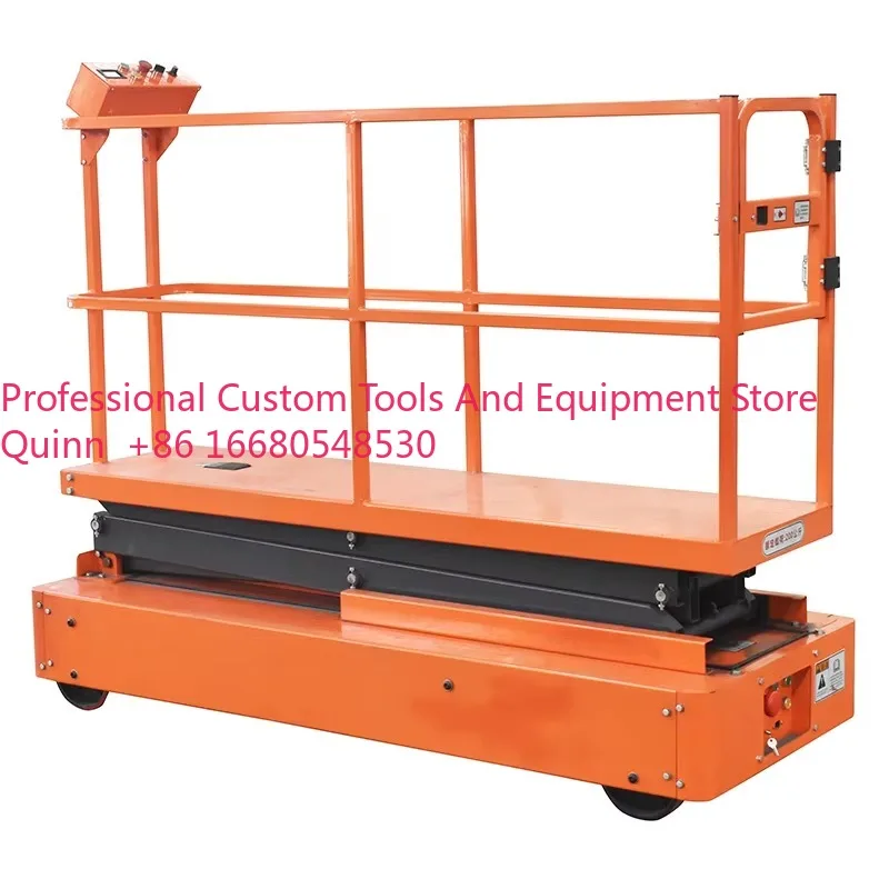 JHFarm Use Small Electric Driving Scissor Lift Table Pipe Rail Greenhouse Trolley for Agriculture Picking Tomato