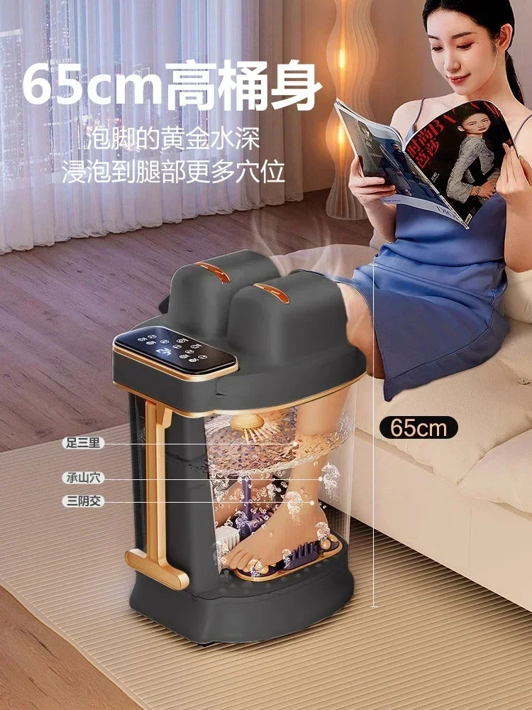 Foot bath barrel heating constant temperature high depth wooden barrel foot bath electric massage fully automatic foot bath