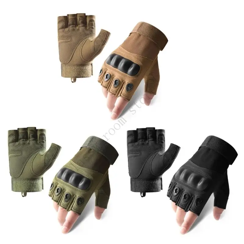 

1 Pair Adults Outdoor Cycling Gloves Unisex Non-slip Tactical Hard Knuckle Half Finger Gloves Professional Sport Training Gloves