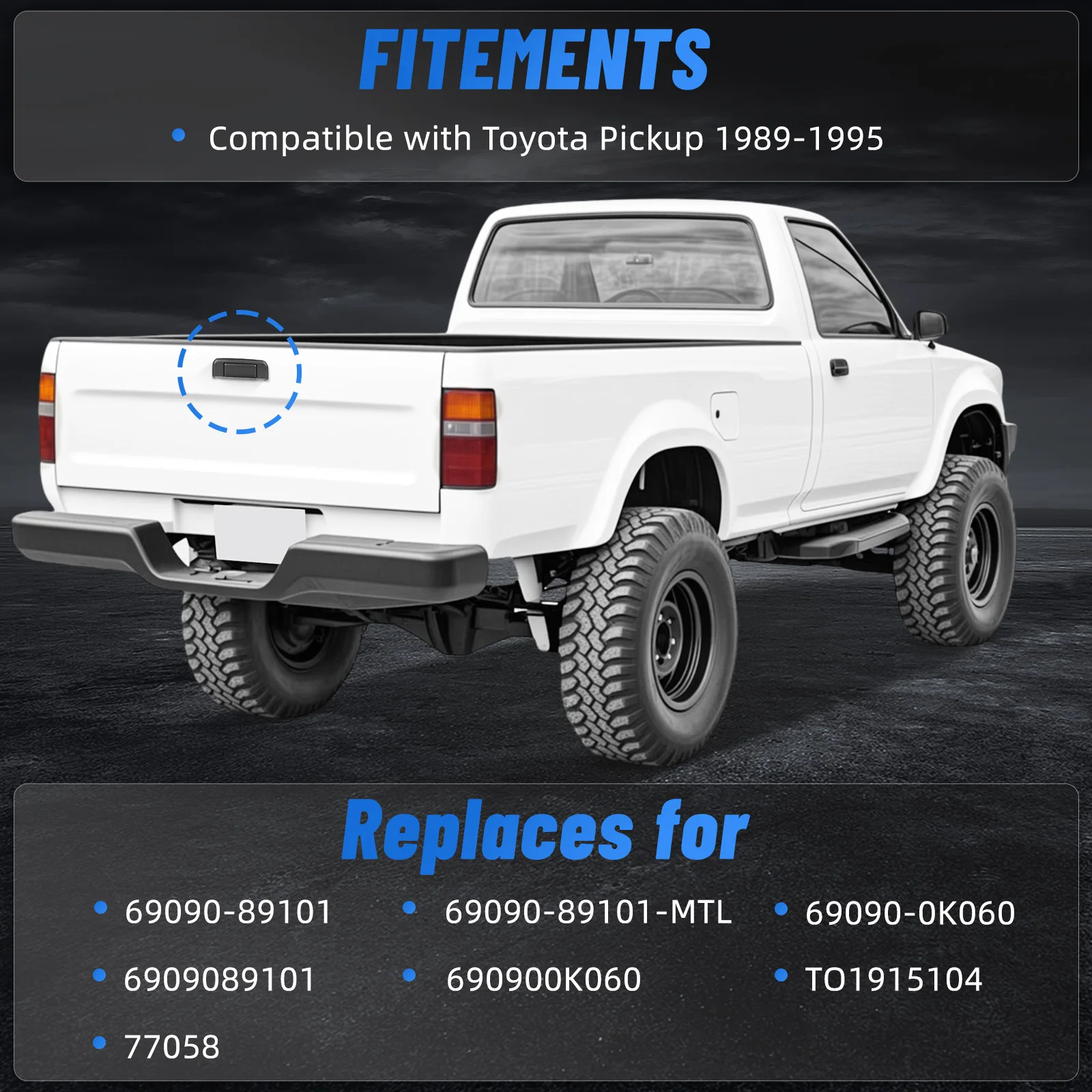 Manija de puerta trasera Exterior para camioneta Toyota 1989 1990 19991 1992 1993 1994 1995 69090-89101