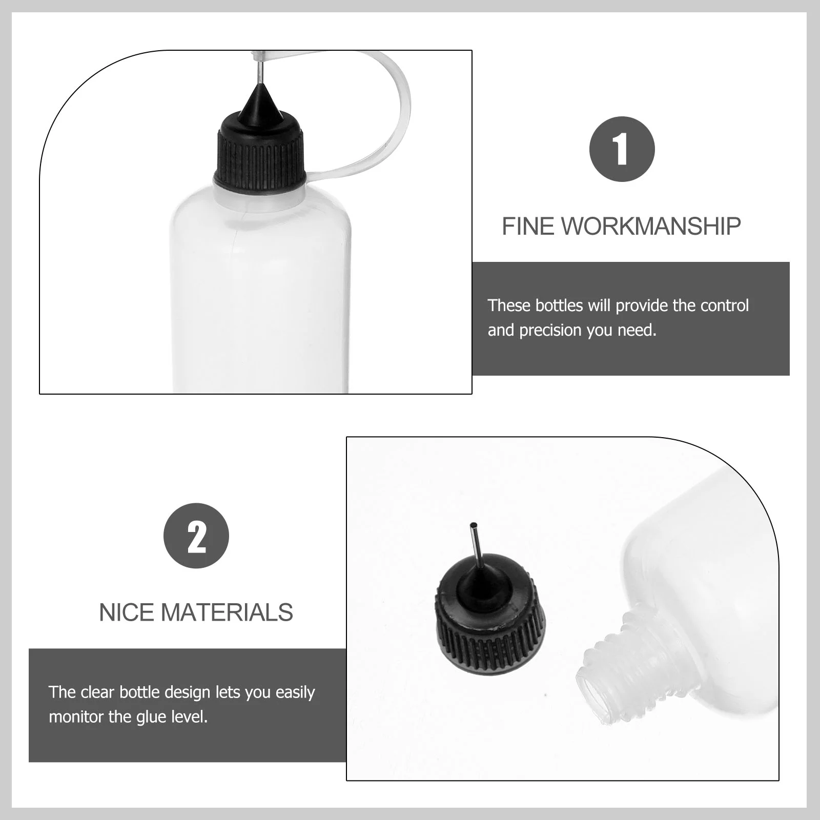 Shaker Bottle Bottled Squeeze Bottles Glue with Fine Tip Droppers for Liquid Black Stainless Steel