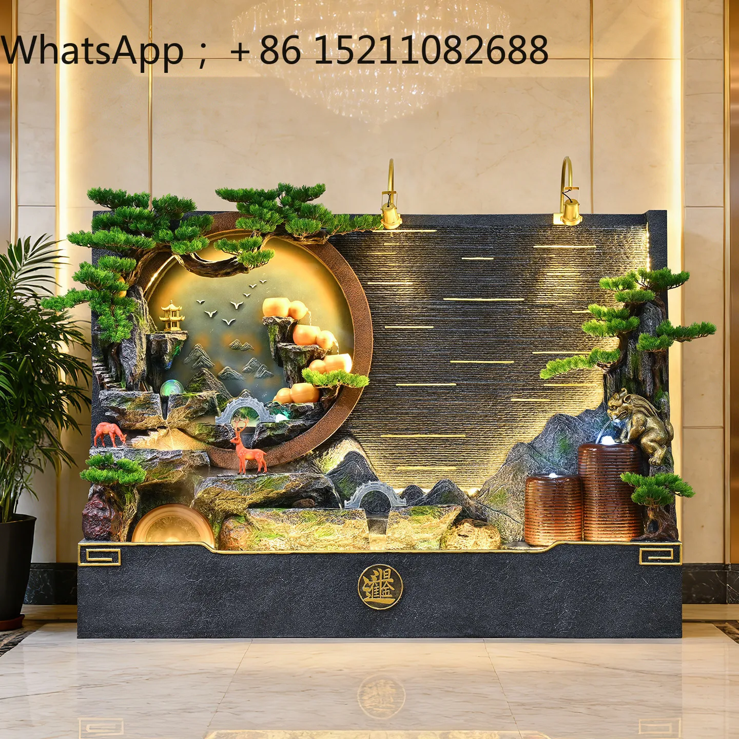 SCY fountain water curtain wall landscape living room entrance background wall floor circulation water lucky screen ornament