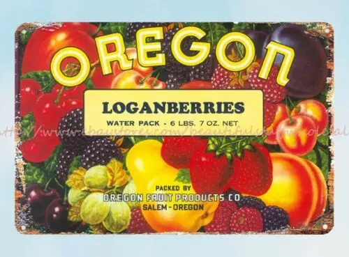 wall art Logan berries Crate Label Fruit Box Oregon metal tin sign