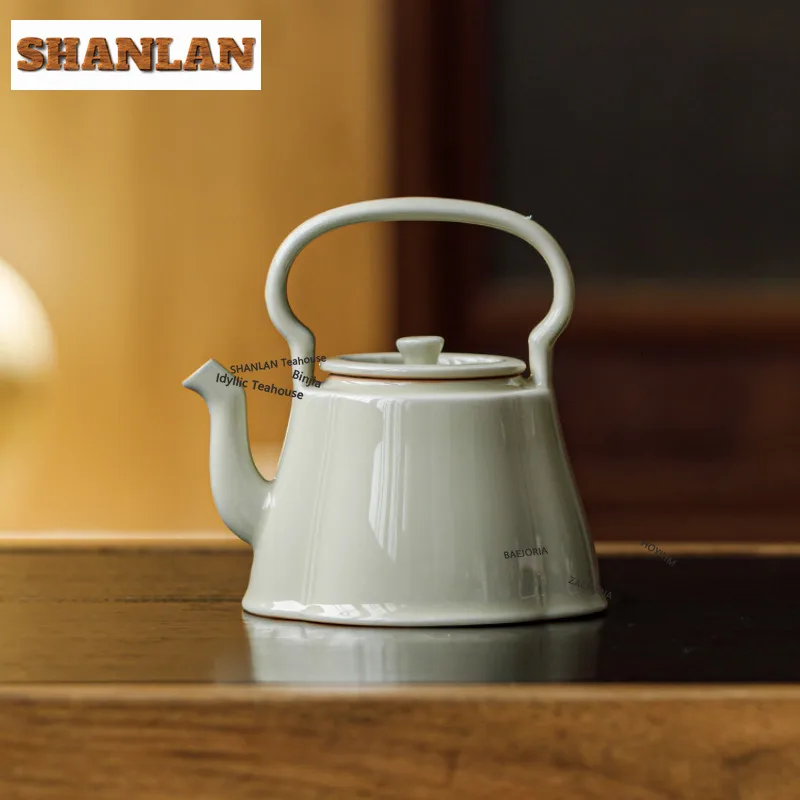 HOYIHM 190ml Honey Glaze Handle Teapot Luxury Tea Infuser Pot Tea Maker Kettle With Ball Hole Oolong Tea Cafes Ornaments Gifts