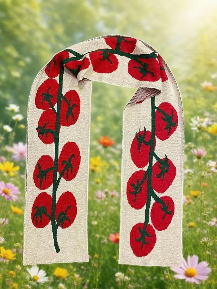 

Милый вязаный шарф с вышивкой для женщин, стиль Y2K, тонкий осенне-зимний декоративный модный аксессуар для атмосферы