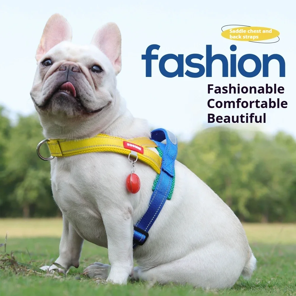Dog Chest HarnessThree Color Collision No Collar Saddle Style Dog Harness Wrap-around Craft Webbing Wider  Pet Supplies
