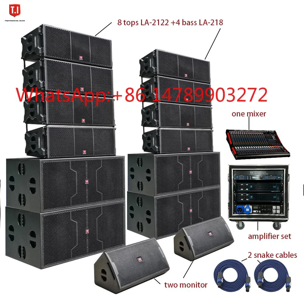 Commercial T.I Pro Audio LA-2122 Dual 12 Inch Wooden Indoor Outdoor Line Array Speaker