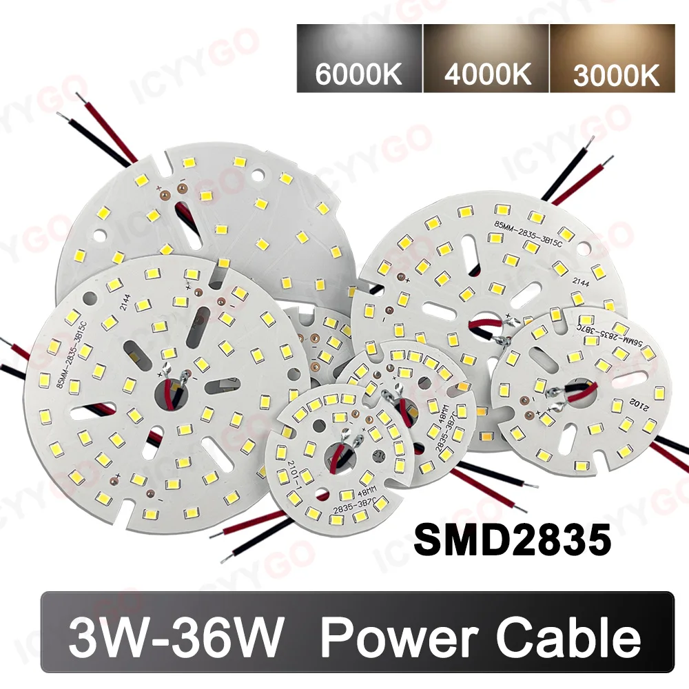 Imagem -05 - Lâmpada Led de Alta Potência Chip Pcb 2835 3w 5w 7w 9w 12w 15w 18w 24w 36w 40 mm 74 mm 85 mm Adequado para Lâmpada Embutida