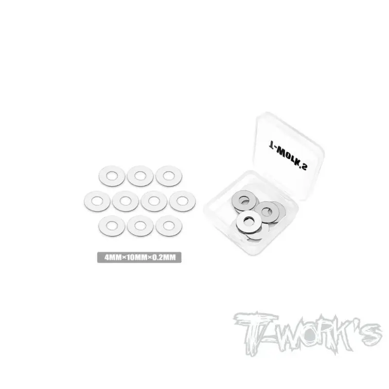 Original T Works TA-134-02 4 x 10 x 0.2mm Stainless Steel Shim Washer ( 10pcs. ) Rc Tool