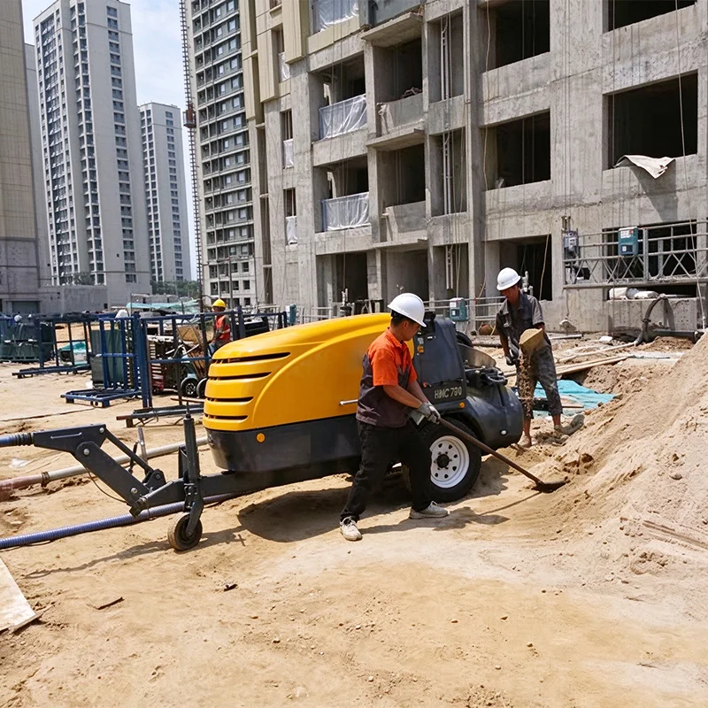 Semi-Dry Screed Pump Diesel Mobile Mortar Transfer Pump For Sand Cement Floor Screed Installation