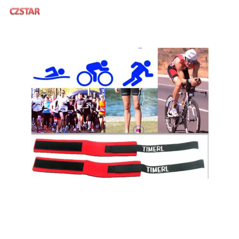 Czstar 4pcs Neoprene VelcroStrap band neoprene triathlon uhf RFID timing chip wrist ankle strap for rfid sports timing tags