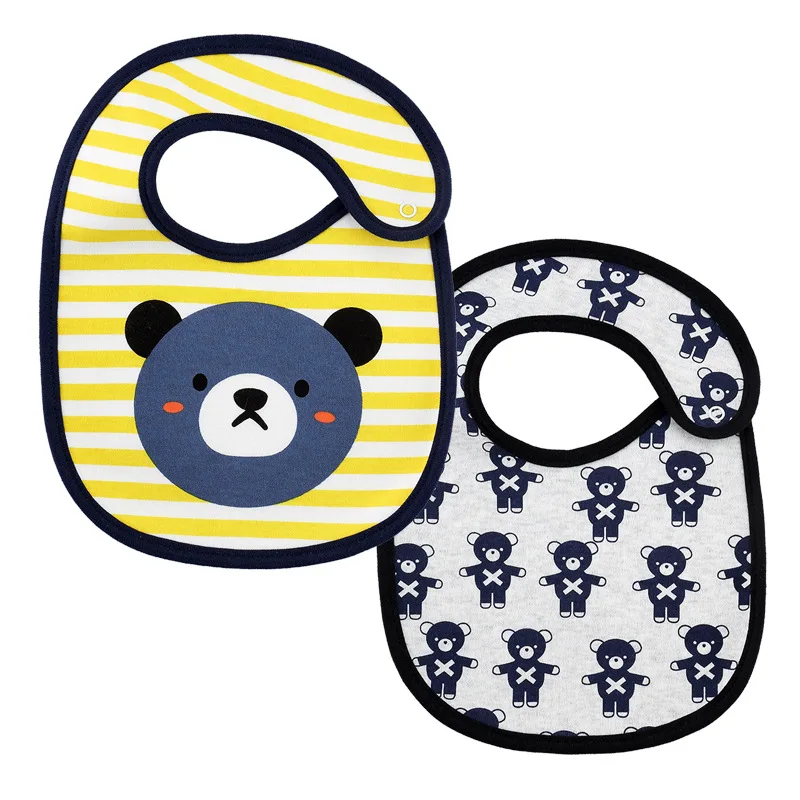 2pcs/set Cartoon Waterproof Baby Bibs Korean Style New Infant Bib Newborn Burp Cloths for Kid Boy Girl Soft Feeding Saliva Towel