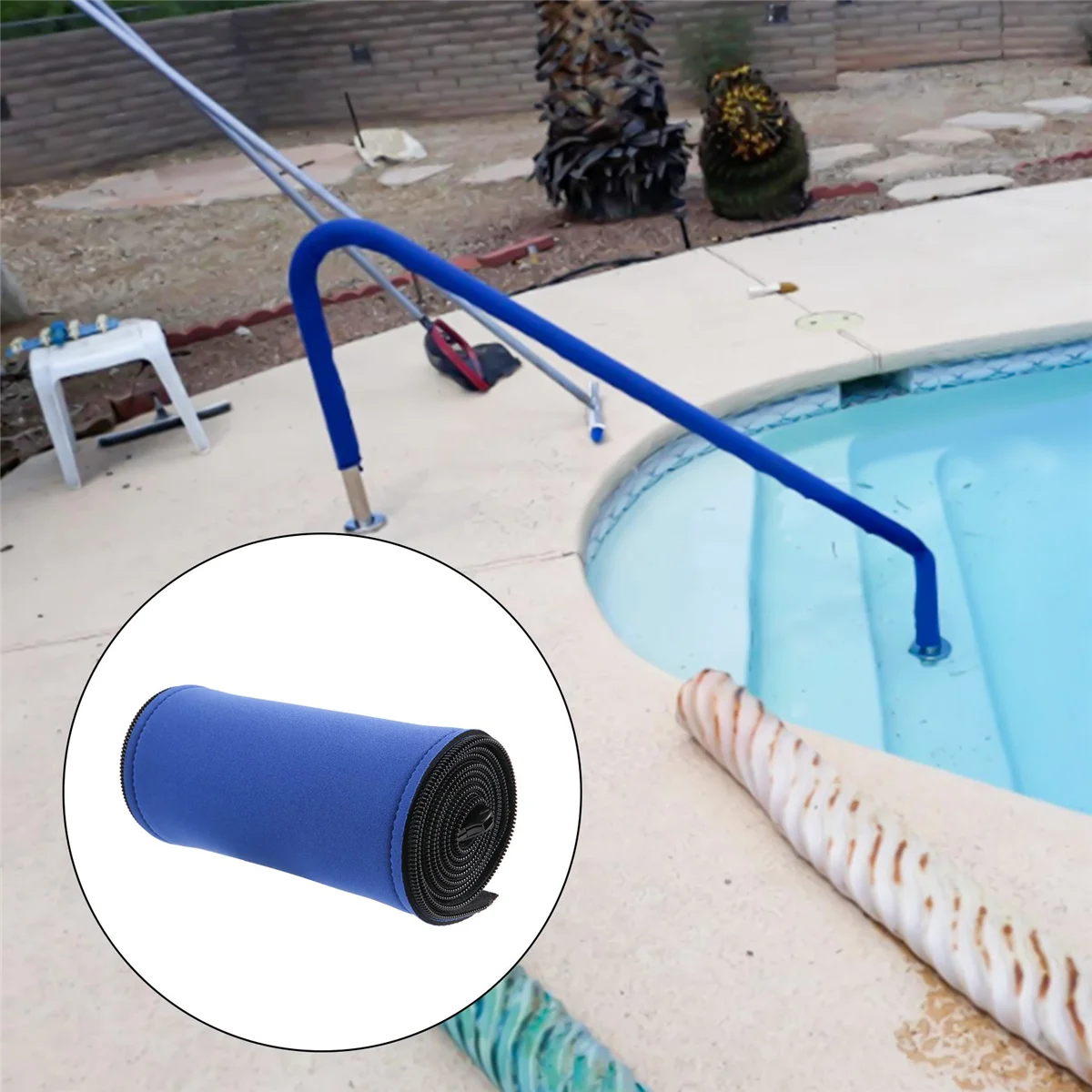 Pool Railing Covers-4 Feet Zippered Swimming Pool Handrail Covers-Hand Grip Rail Slip Cover for Pool Ladder Handles