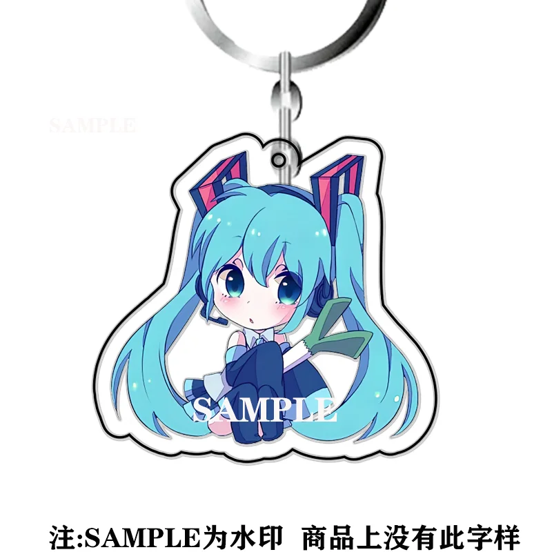 Hatsune miku anime dos desenhos animados acrílico dupla face chaveiro mochila pingente pendurado ornamentos meninas decoração presentes de aniversário brinquedos