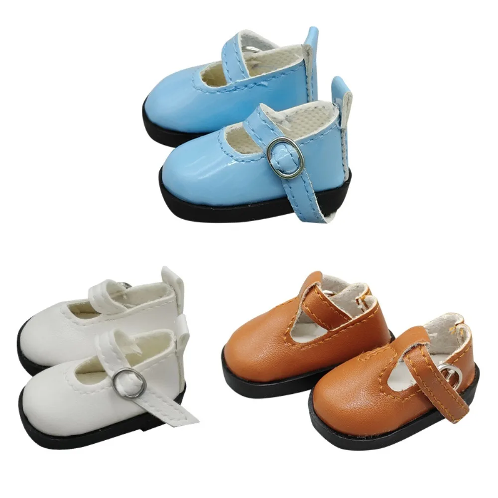 Fashion Flat Bottomed Toy Shoes Leather 4.7cm X 2.5cm Leather Shoes Bottomed Glossy DIY Doll Shoes 30cm Doll