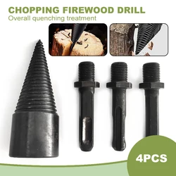 4pc 32mm Blackened Interchangeable Handle Chopping Drill Bit Electric Drill Electric Hammer Machine Tool Set for Breaking Wood