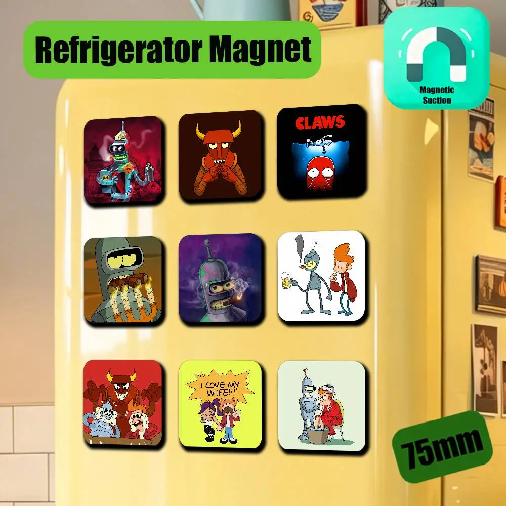 For Futurama Bender Fridge Magnetic Metal Icebox Cabinet Custom Refrigerator Magnets Decoration Gift