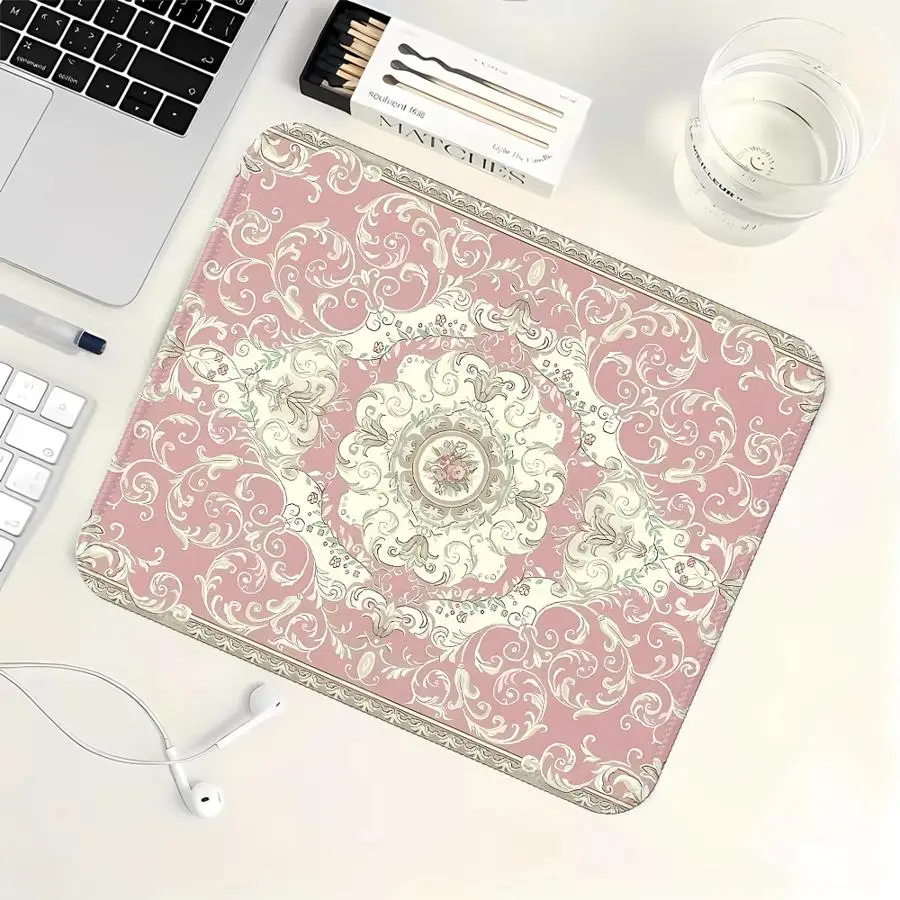 Pink National Wind Mouse Pad Computer Laptop Pad Desk accessories Keyboard Mouse Pad office Pad Game Console Pad overlock