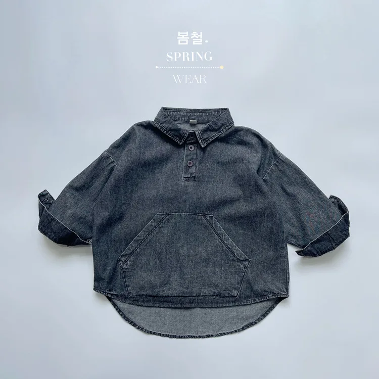RAISE Frühling Herbst Koreanische Kinder Jungen Denim Hemd Pullover Solide Große Tasche Babys Jungen Hemd Westlichen stil Kleinkind Jungen tops – Detail 14