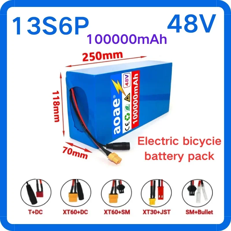 100%New Original 48V 100Ah 13s6p Lithium Battery Pack 48v 100000mAh 2000W Citycoco Motorized Scooter Batteries Built in 50A BMS