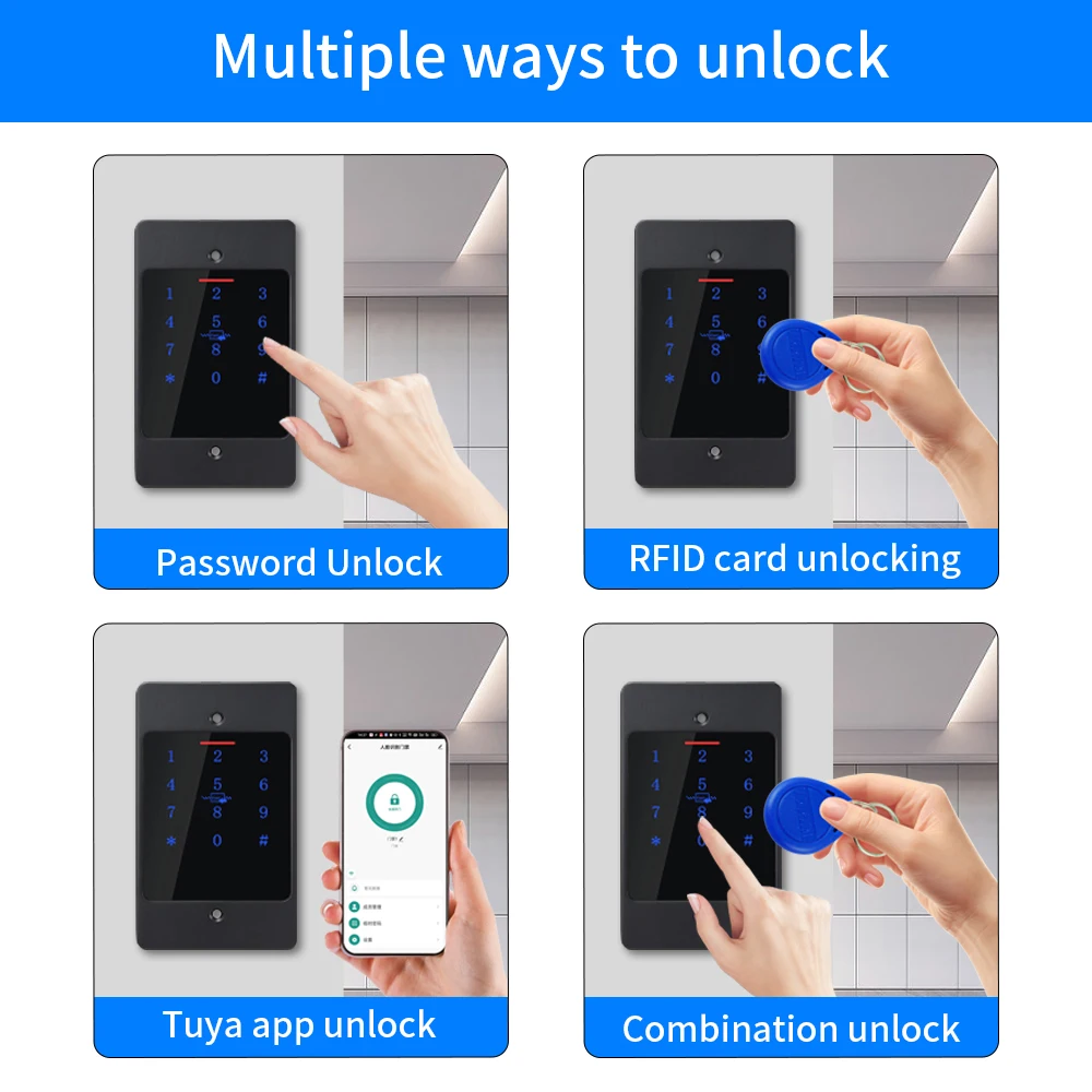 WiFi Tuya Smart Deurslot Toetsenbord RFID Toegangscontroller Waterdicht Metalen Toetsenbord Verborgen Pit gemonteerde Biometrische Toegangscontrole