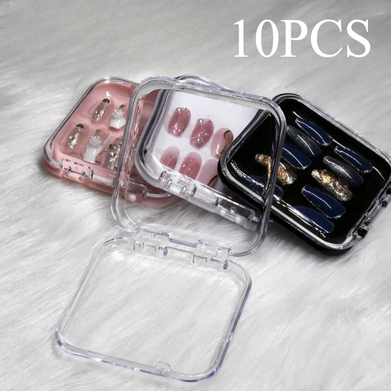 

10 Pieces Empty Nail Boxes Square Shape, Wholesale Press On NailPackaging Case,Clear Lid Display Box for Small Business NailTips