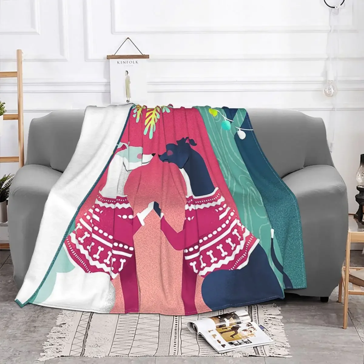 

Greyhound Dog Cartoon Baby Blankets Fleece Print Gift Kid Adult Super Portable Warm Throw for Home Office Plush Thin Quilt