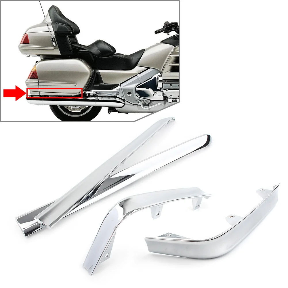 Chrome Motor Trunk Saddlebag Moulding Pannel Decoration Strips Trims For Honda Goldwing GL1800 2001-2011