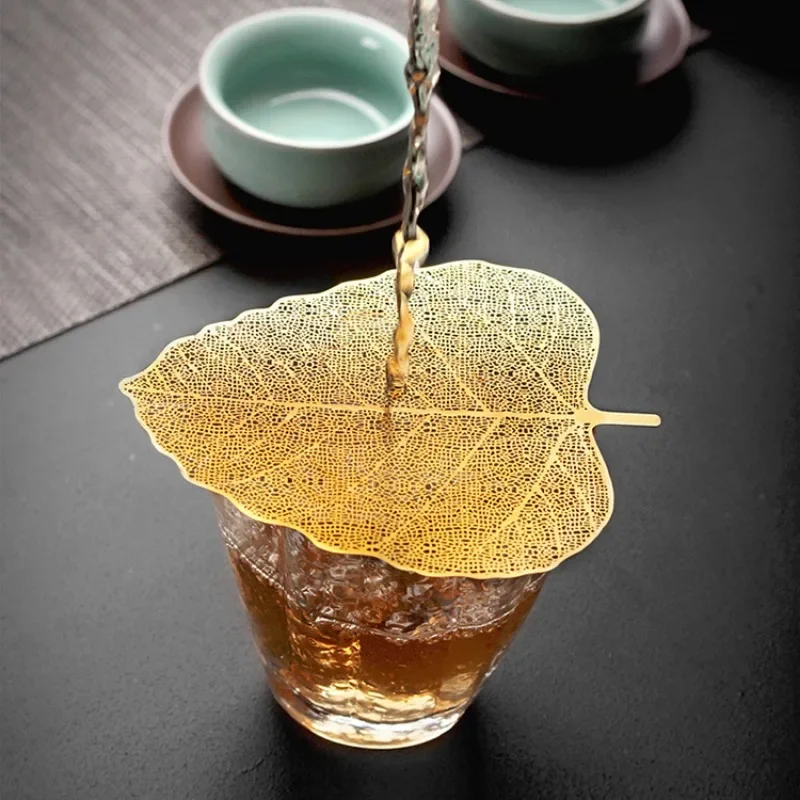 2pcs Stainless Steel Bodhi Leaf Tea Filter with Net Kong Tea Set Teapot  Strainers Leaf Tea Strainer Drinkware Teaware Gadgets