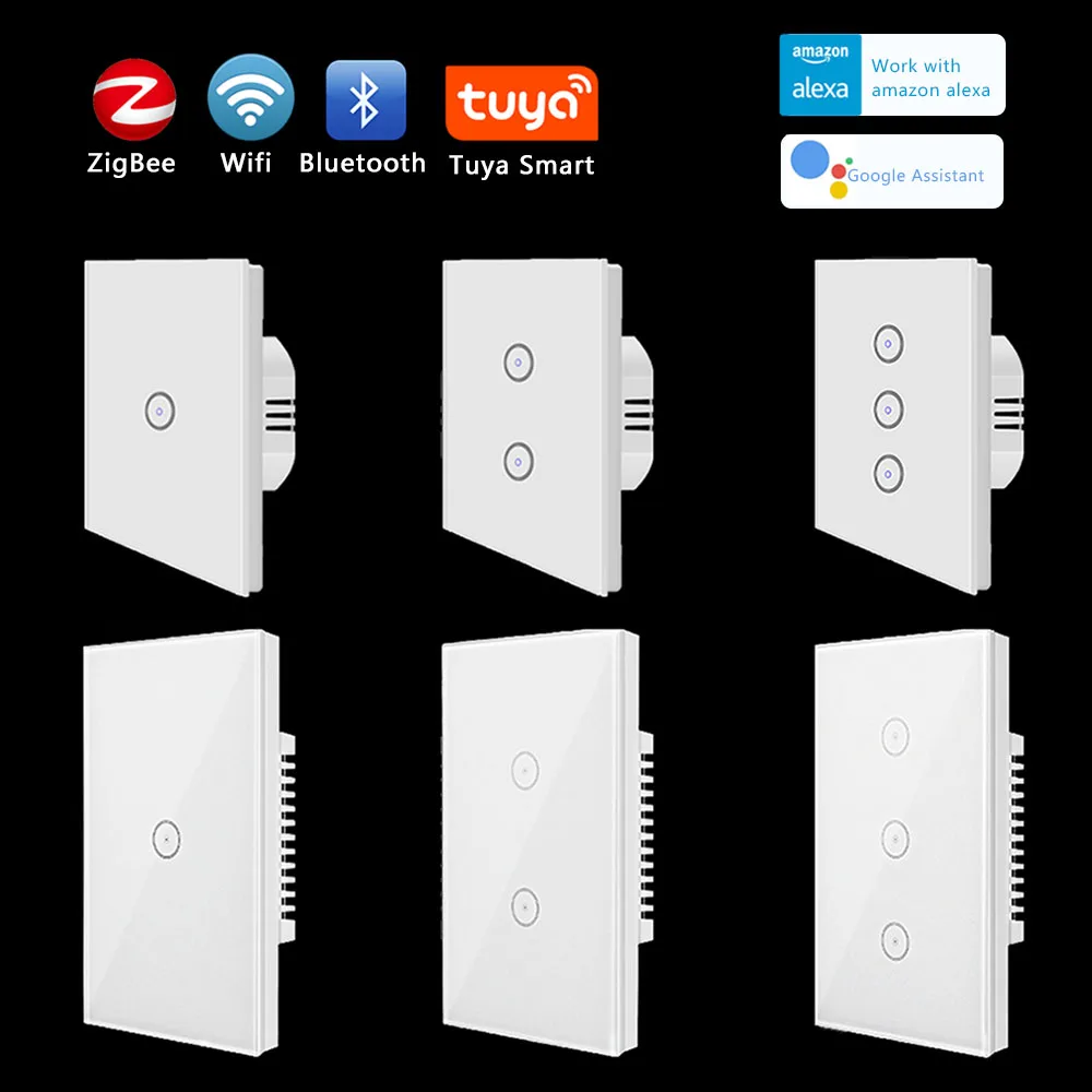 

Сенсорный переключатель ZigBee Wi-Fi, смарт-переключатель Tuya, настенная розетка, умный дом, дистанционное голосовое управление, таймер, переключатель, работа с Alexa, Google Home