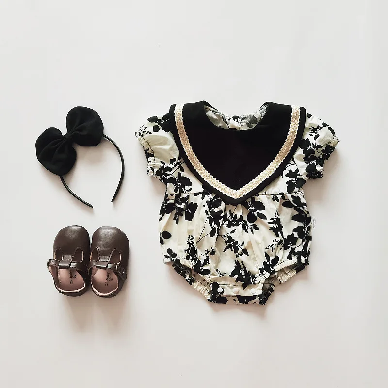 

ZOETOPKID 2026 New Summer Children Clothes Kids Princess Dresses Baby Romper Short Sleeved Cotton Flower Print Girl Party Dress