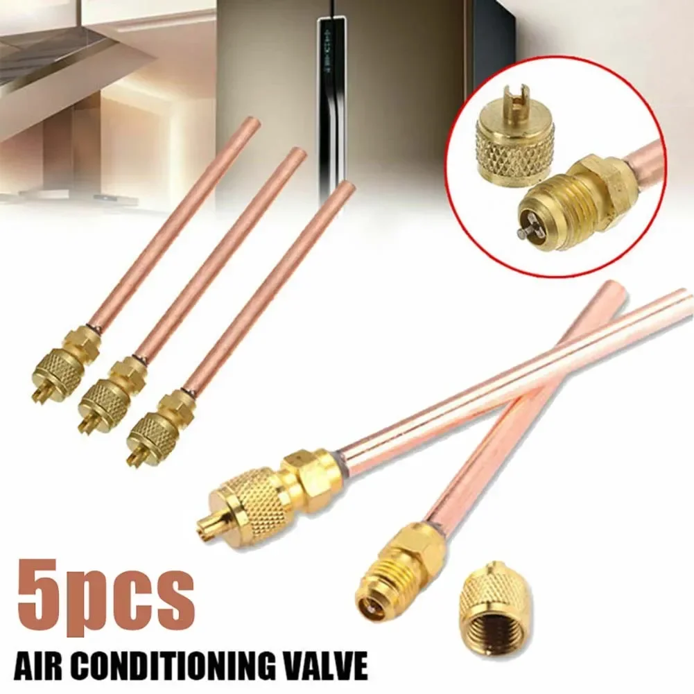 

5PC/Set Air Conditioner Refrigeration Valve Copper Air Conditioner Copper Copper Tube Filling Parts Home DIY Power Tool Parts