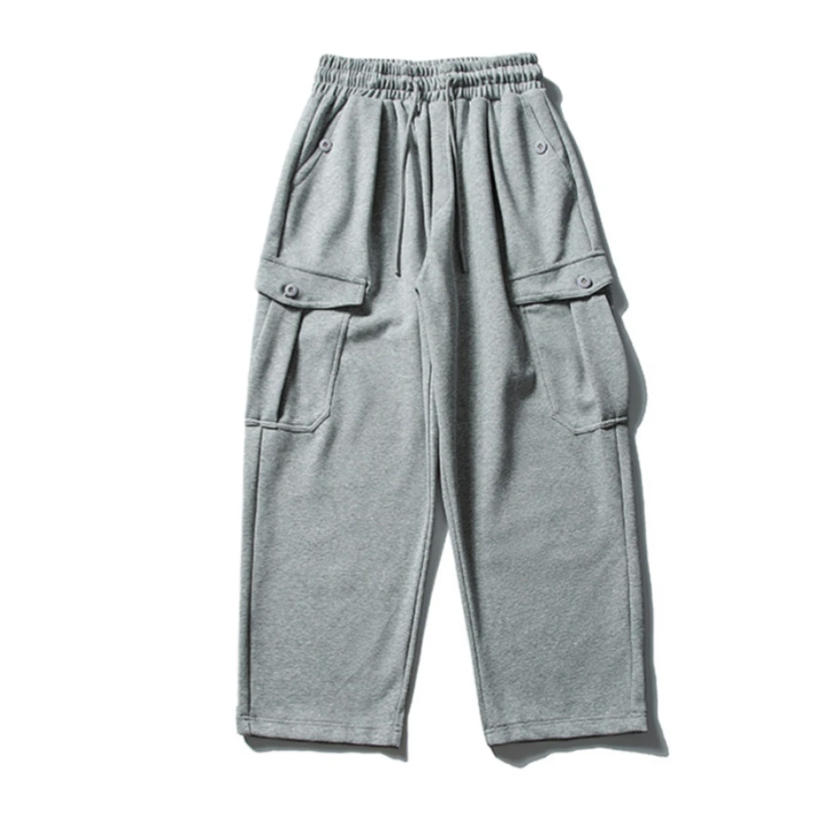 

Large Pockets Sweatpants Mens Casual Trousers Men Streetwear Vintage Japan Style Cityboy Baggy Elastic Waist Cargo Pants Male