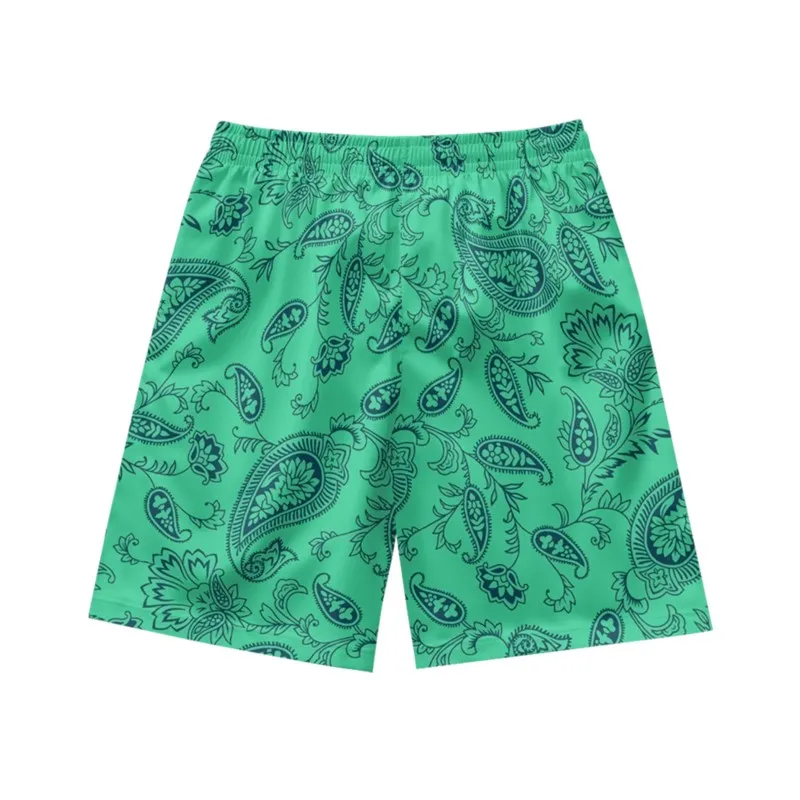 Love Finger Bone Green Simple Daily Casual Personalized Loose Fashion Summer Men's Drawstring Beach Sports Shorts