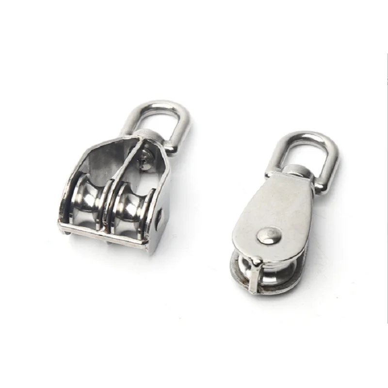 Stainless Steel Pulley Block, 304 Heavy Duty Traction Wheel Swivel Hook Lifting DIY Steel Wire Rope Pulley Metal Sheave