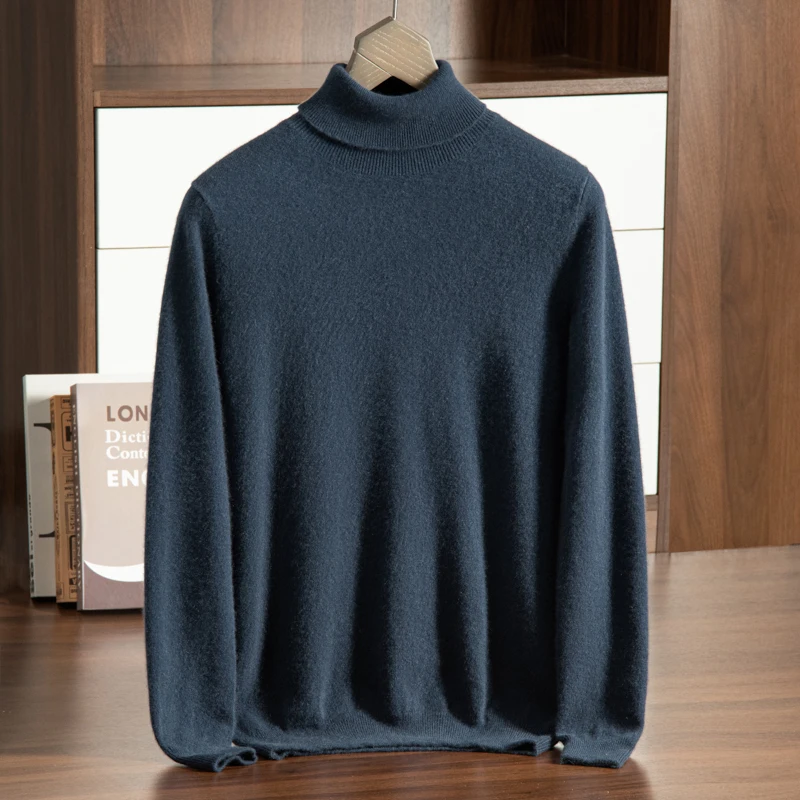 ZOCEPT Winter Men Pure Cashmere Turtleneck Sweater High Quality Knitwear Warm Clothing Long Sleeve Fashion Pullover Pull Homme