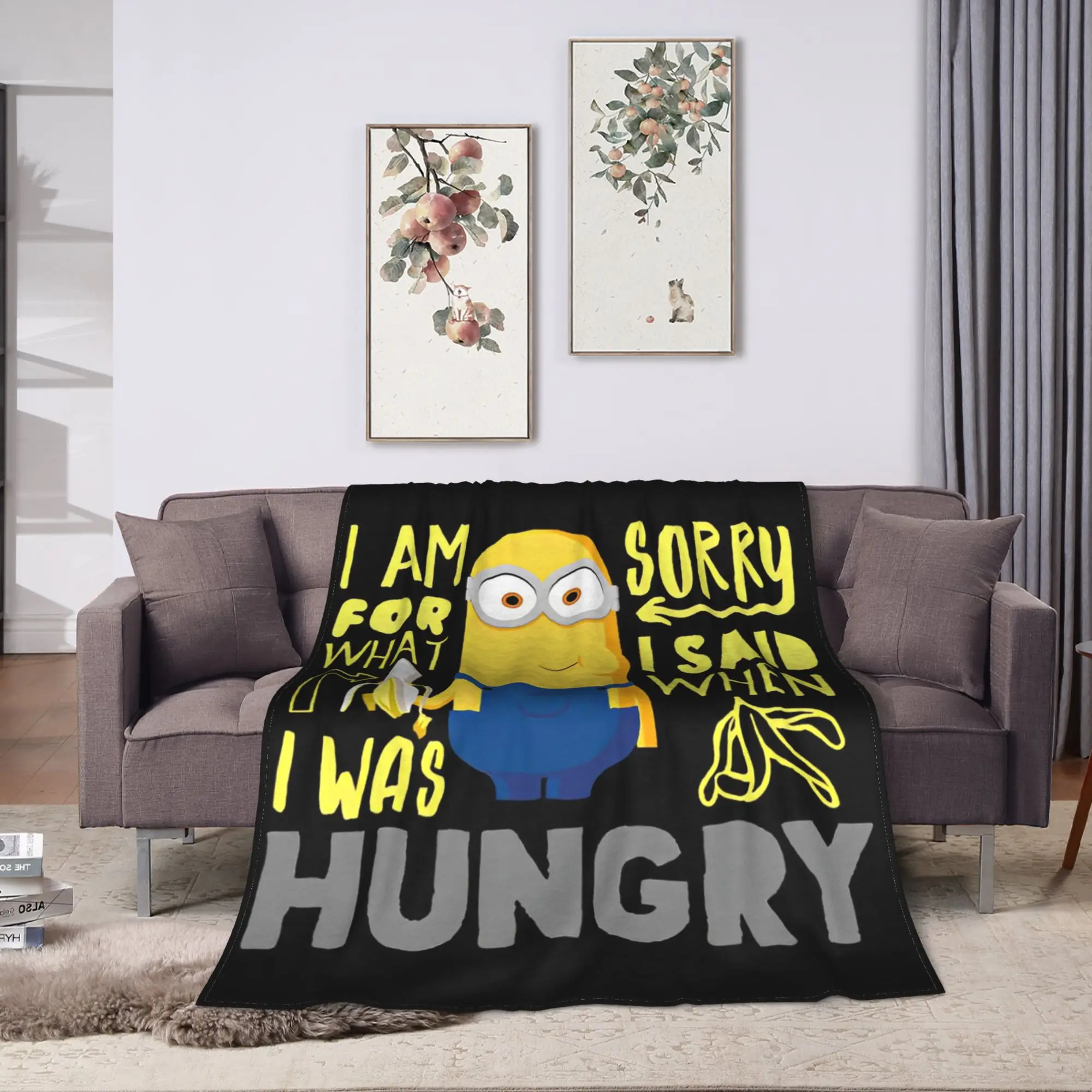 M-Minions كيفن آسف لما قلت جائع بطانية دافئة السفر أفخم رمي بطانية الجمالية الفانيلا المفرش أريكة غطاء سرير