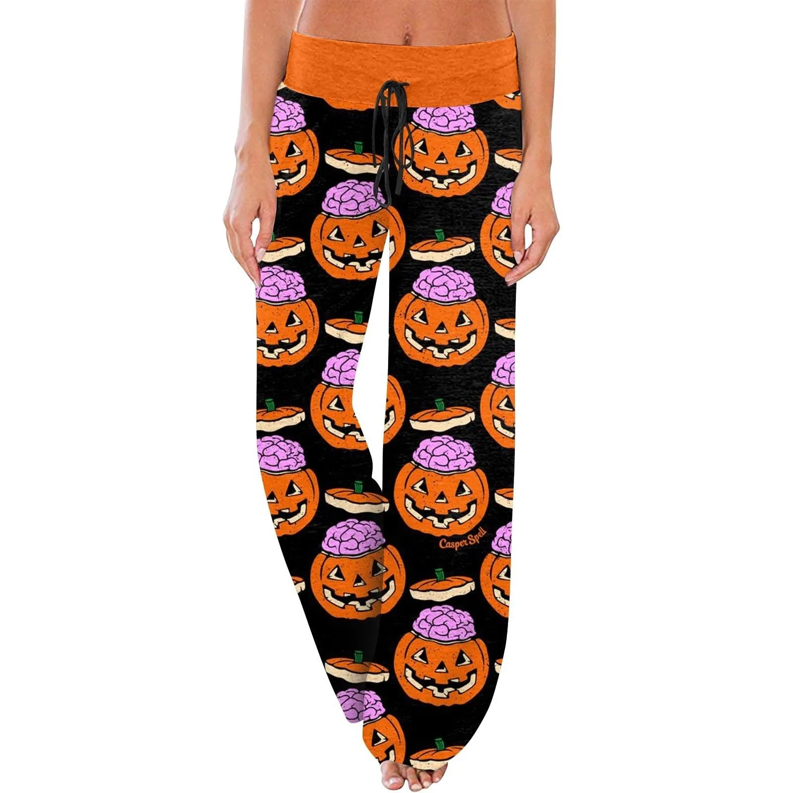 

Halloween Pajama Pants Women Cute Wide Leg Pants Casual Comfy Loose Drawstring High Waisted Palazzo Pants