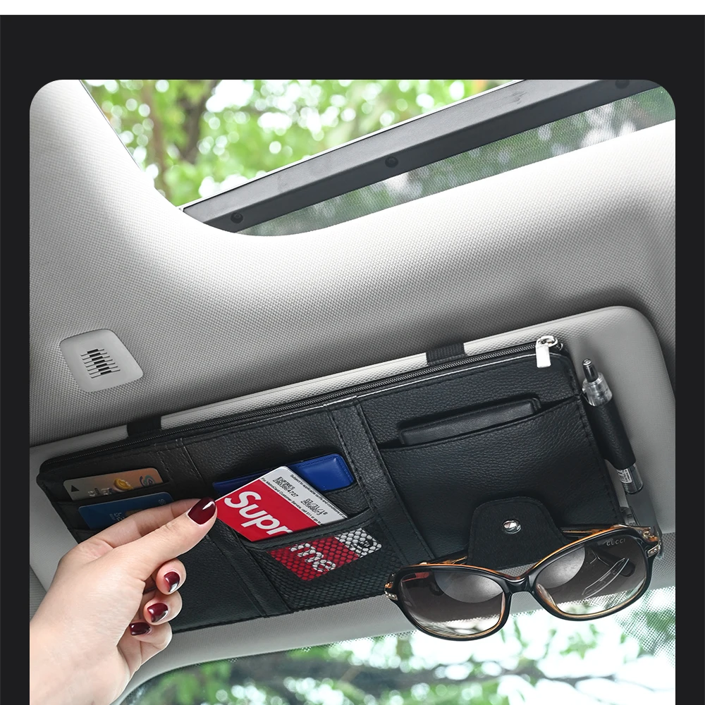 Auto Sonnenblende Bill Stift Visitenkarte Halter Organizer Lagerung Box Sonnenbrille Clip Verstauen Aufräumen Auto Zubehör – Detail 8