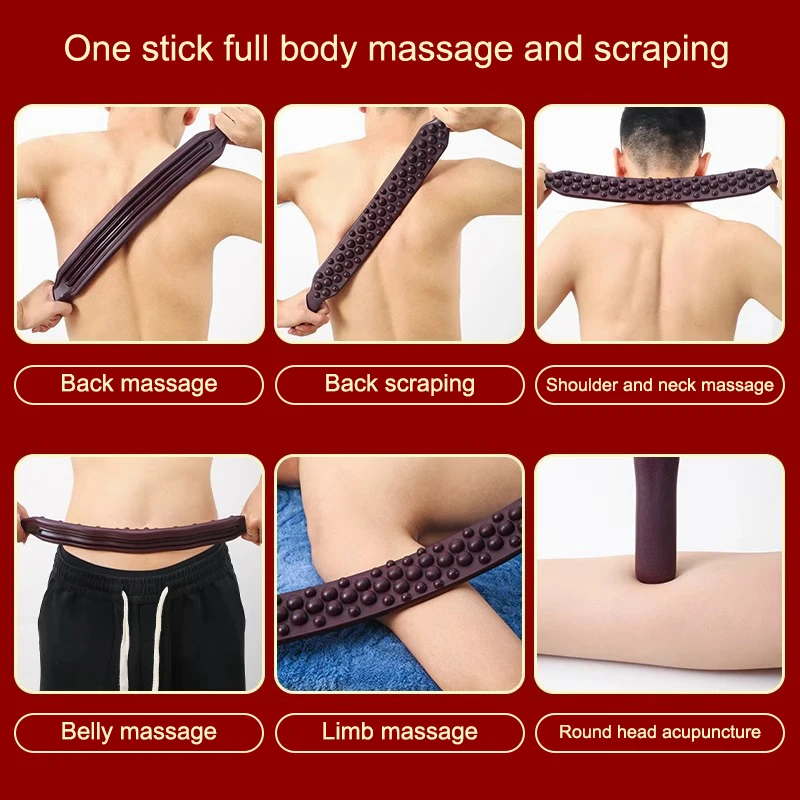 61 Beads Universal Back Massage Tendons Wood Scraping Stick Point Meridians Treatment Guasha Relax Acupuncture Tool